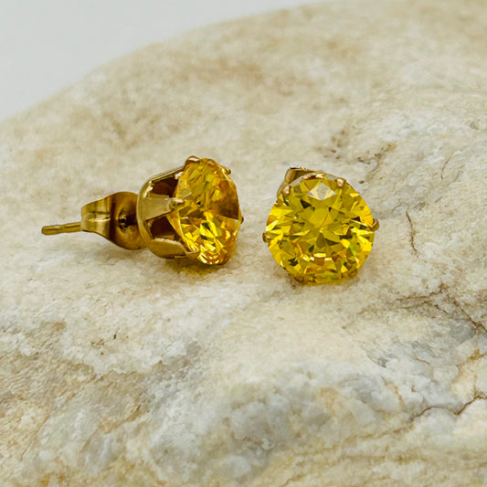 SS1314 Yellow Gold Plated Earrings 7mm.