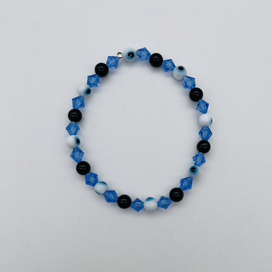 ST1755BL  Blue Eyes With Onyx Bracelet 7.5"