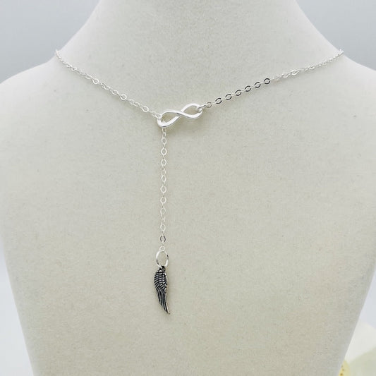 S1634 Infinity & Wing Necklace 20"