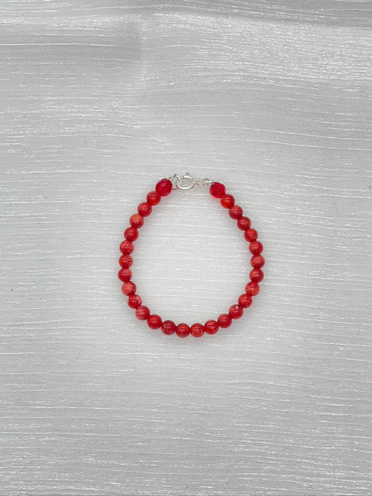 ST1445BL Red Dyed Bamboo Coral Bracelet 8"