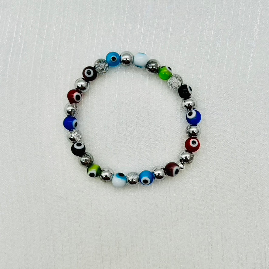 ST1792BL Rock Crystal with Eyes Bracelet 6.5"