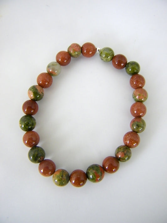 ST1065BL Unakite Bracelet  7"