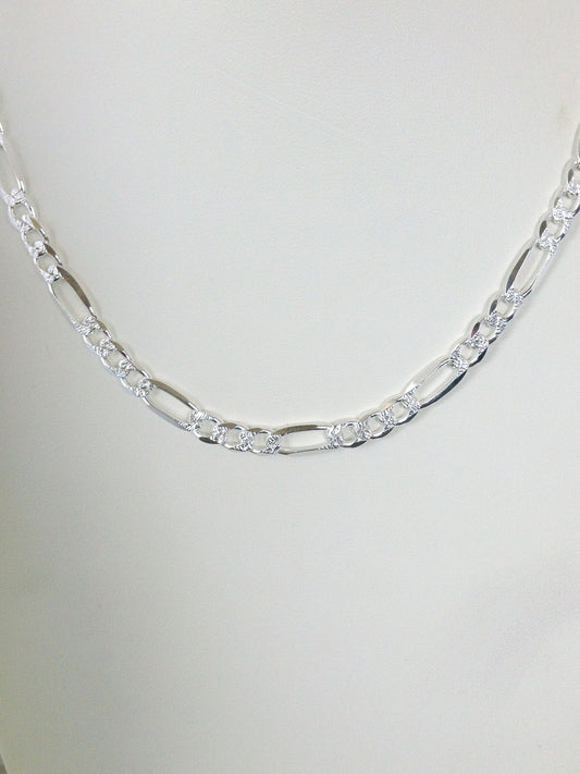 S964 Super Flat Figaro Pave Chain 7mm. X 22"
