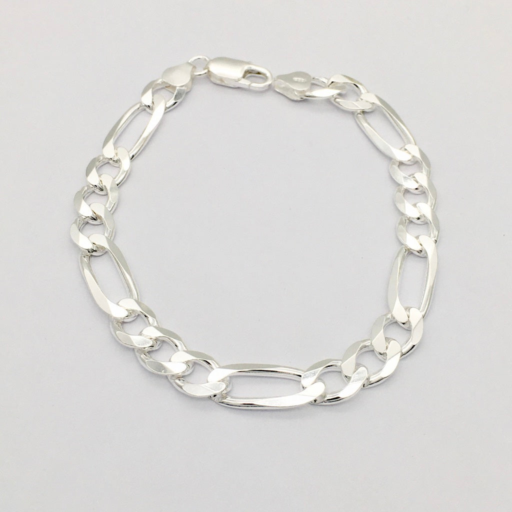S1448BL Super Flat Figaro Bracelet 9mm. X 8"
