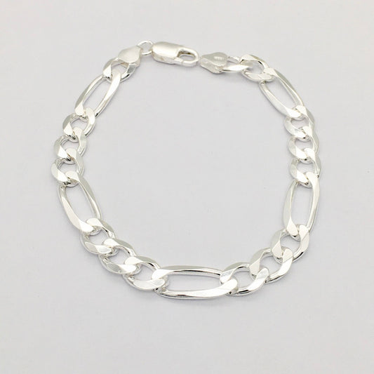 S1448BL Super Flat Figaro Bracelet 9mm. X 8"