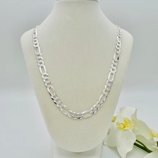 S1587 Super Flat Figaro Pave Chain 7.5mm. X 22"