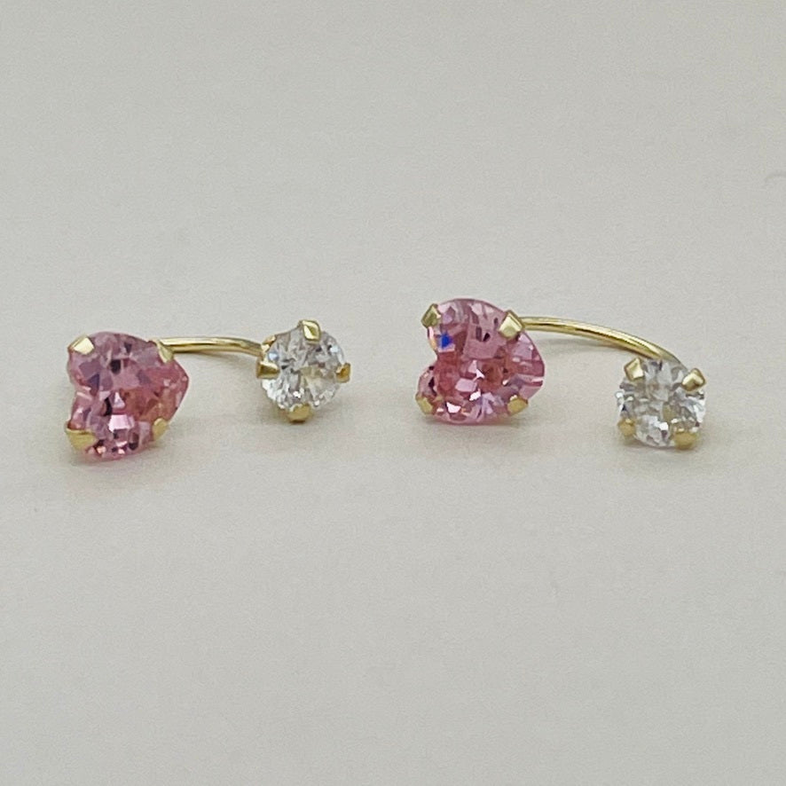14KG117 Pink Heart Earrings