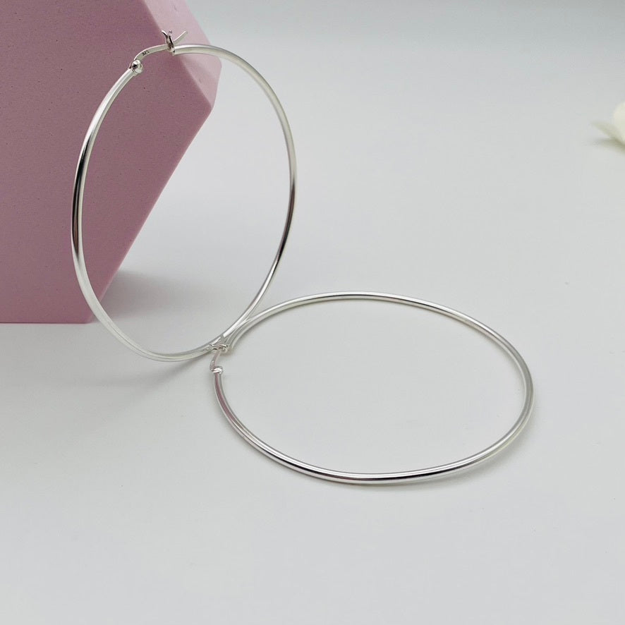 S909 Hoop Earrings 2mm. X 80mm.