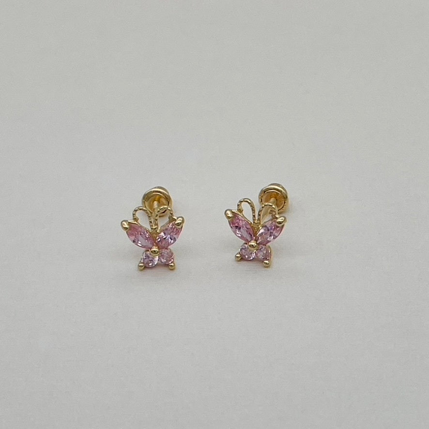 14KG192 Pink Butterfly Earrings