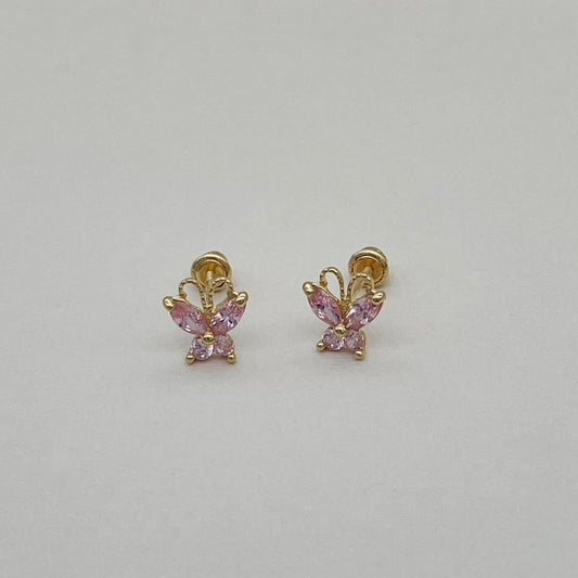 14KG192 Pink Butterfly Earrings