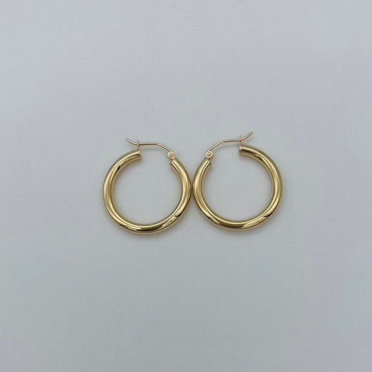 14KG203 Hoop Earrings  2mm. X 25mm.