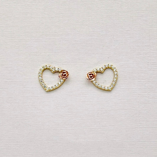 14KG286ER Heart With Rose Earrings