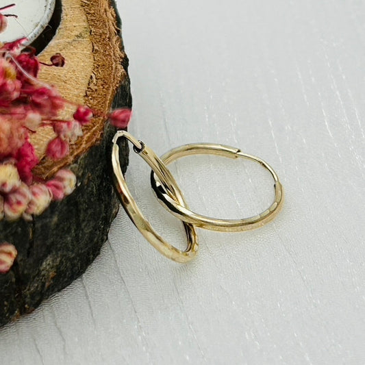 G16 14K Gold Hoop Earrings  1.5mm. X 16mm.
