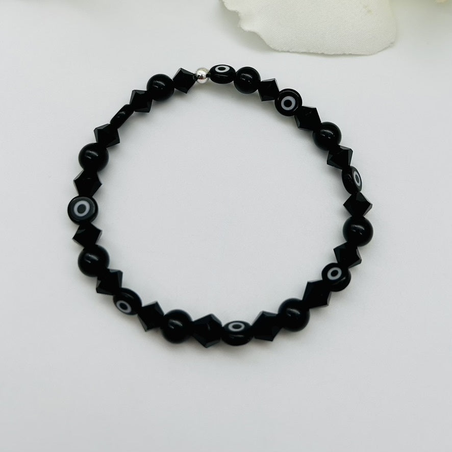 ST1663BL Black Onyx With Eyes Bracelet 6.5"