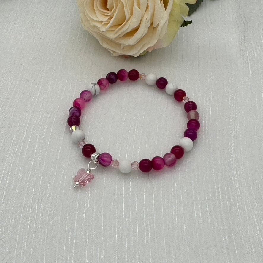 ST1912BL Agate & Howlite Bracelet 7"