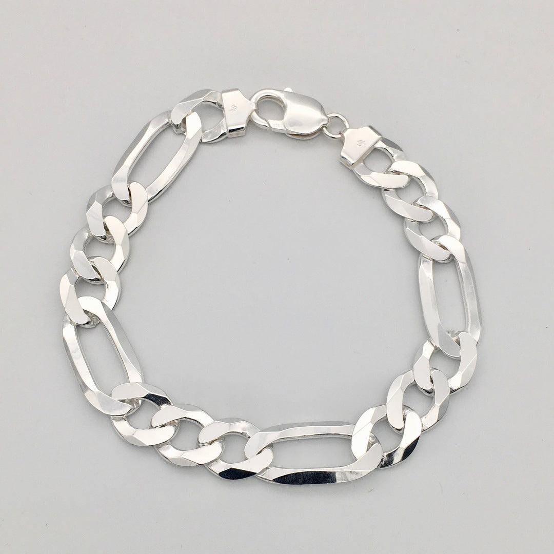 S1369BL  Super Flat Figaro Bracelet 13mm. X 9"