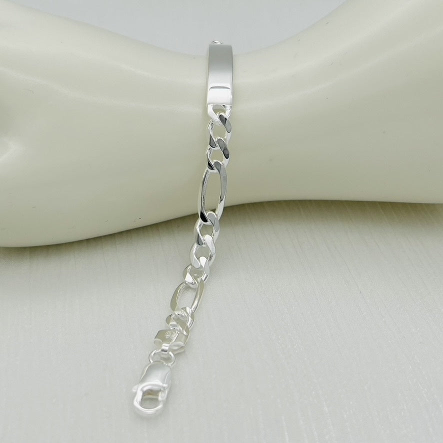 S732BL  Figaro ID Bracelet 6mm. X 8"