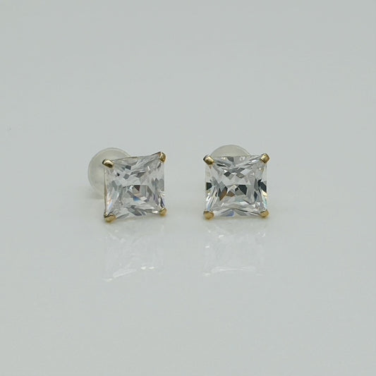 G38ER 14K Gold Square Earrings 5mm.