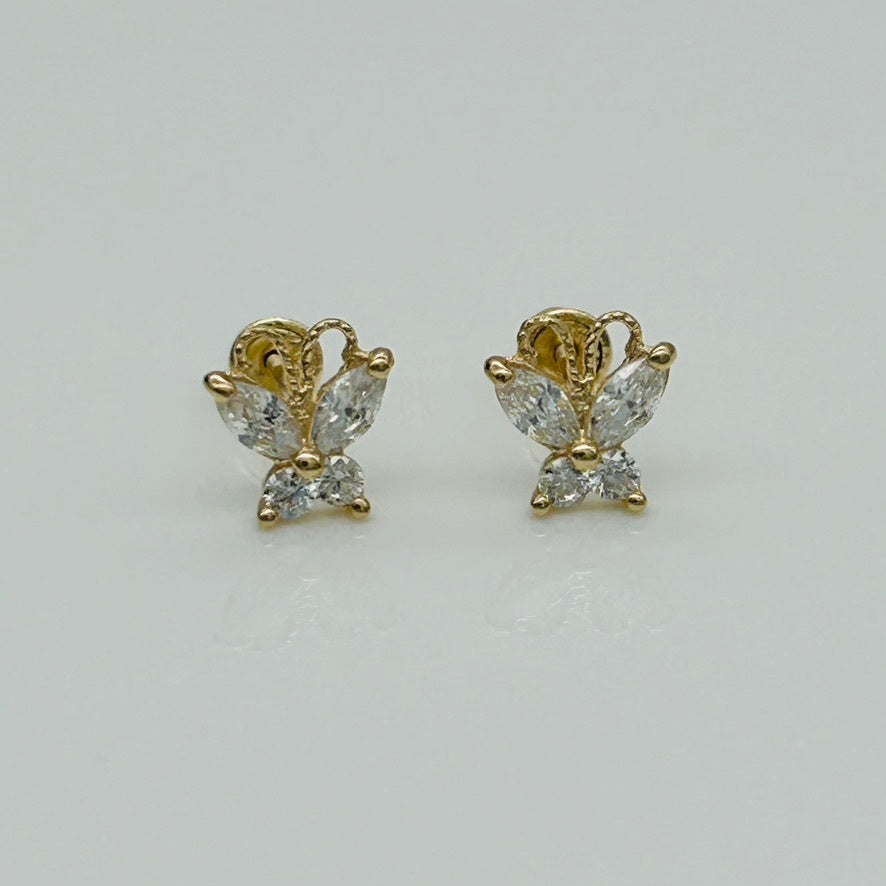 14KG192 Clear Butterfly Earrings