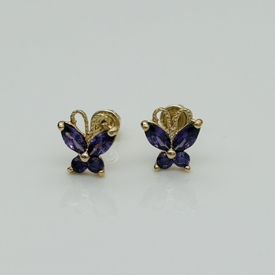 14KG192 Purple  Butterfly Earrings