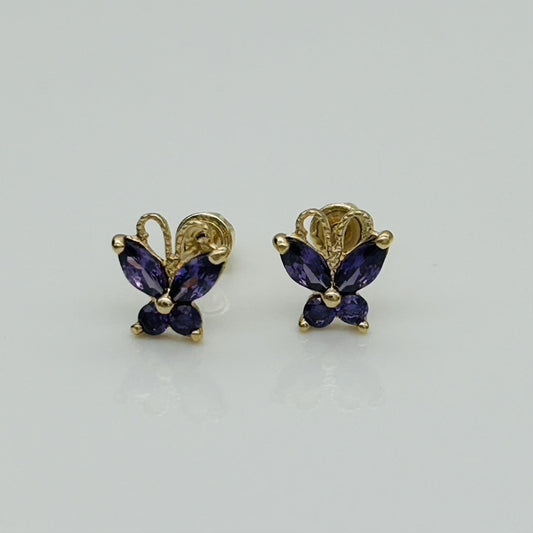 14KG192 Purple  Butterfly Earrings