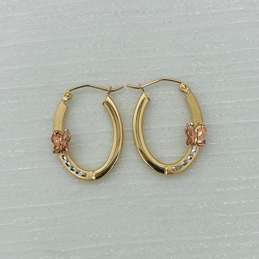 14KG298 Butterfly Hoop Earrings 20mm. X 17mm.