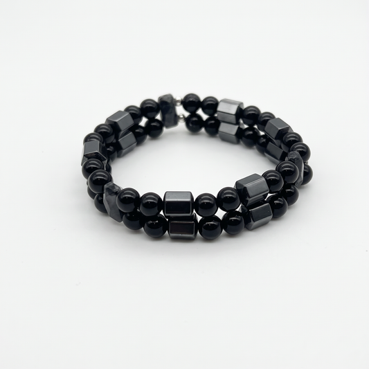 ST2010BL Labradorite & Onyx Bracelet 7"