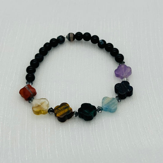 ST1990BL Chakra Clover Bracelet 8"
