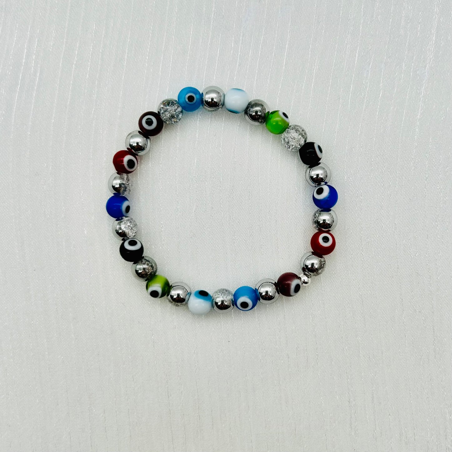 ST1792BL Rock Crystal with Eyes Bracelet 6.5"