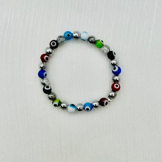 ST1792BL Rock Crystal with Eyes Bracelet 6.5"