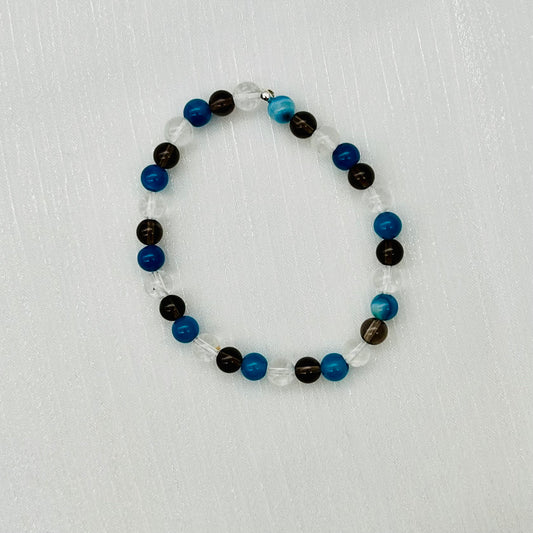 ST1009BL Blue Agate Bracelet 8"