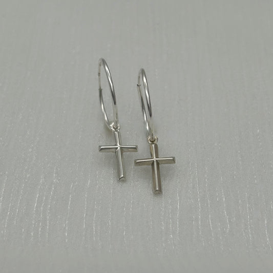 S1646 Hoop With Cross Earrings