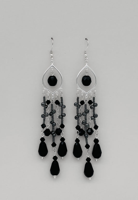 C1027 Black Earrings 4"