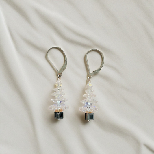 C1105SW Clear Christmas Tree Earrings