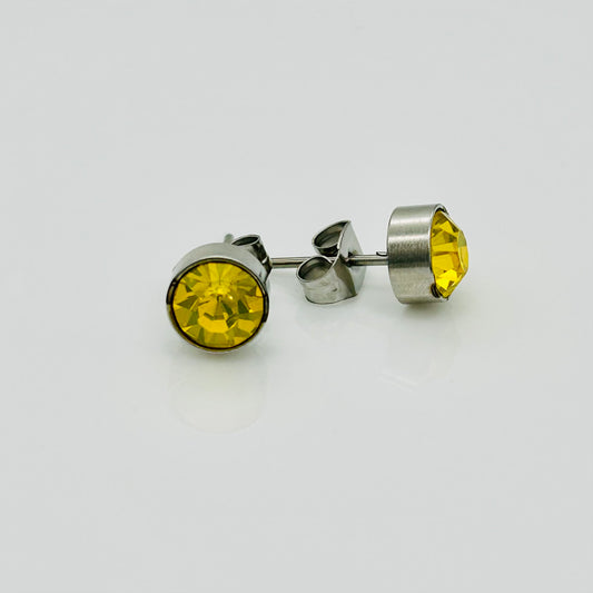 SS1518 Yellow Earrings 6mm.
