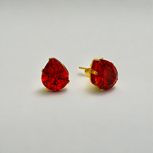 SS950 Gold Plated Red Drop Earrings 13mm. x 10mm.