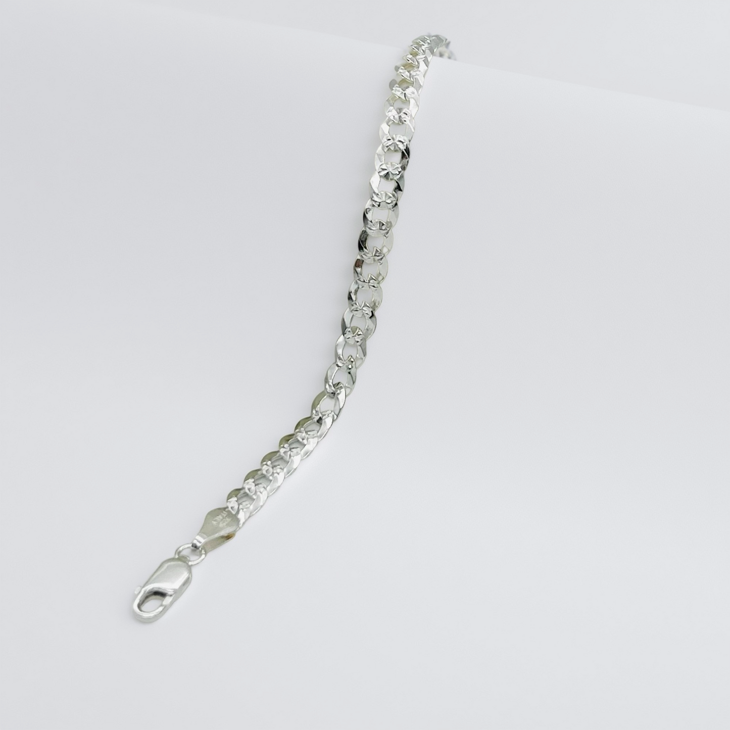 S1778BL Flat Curb Pave Bracelet 7mm. X 8"