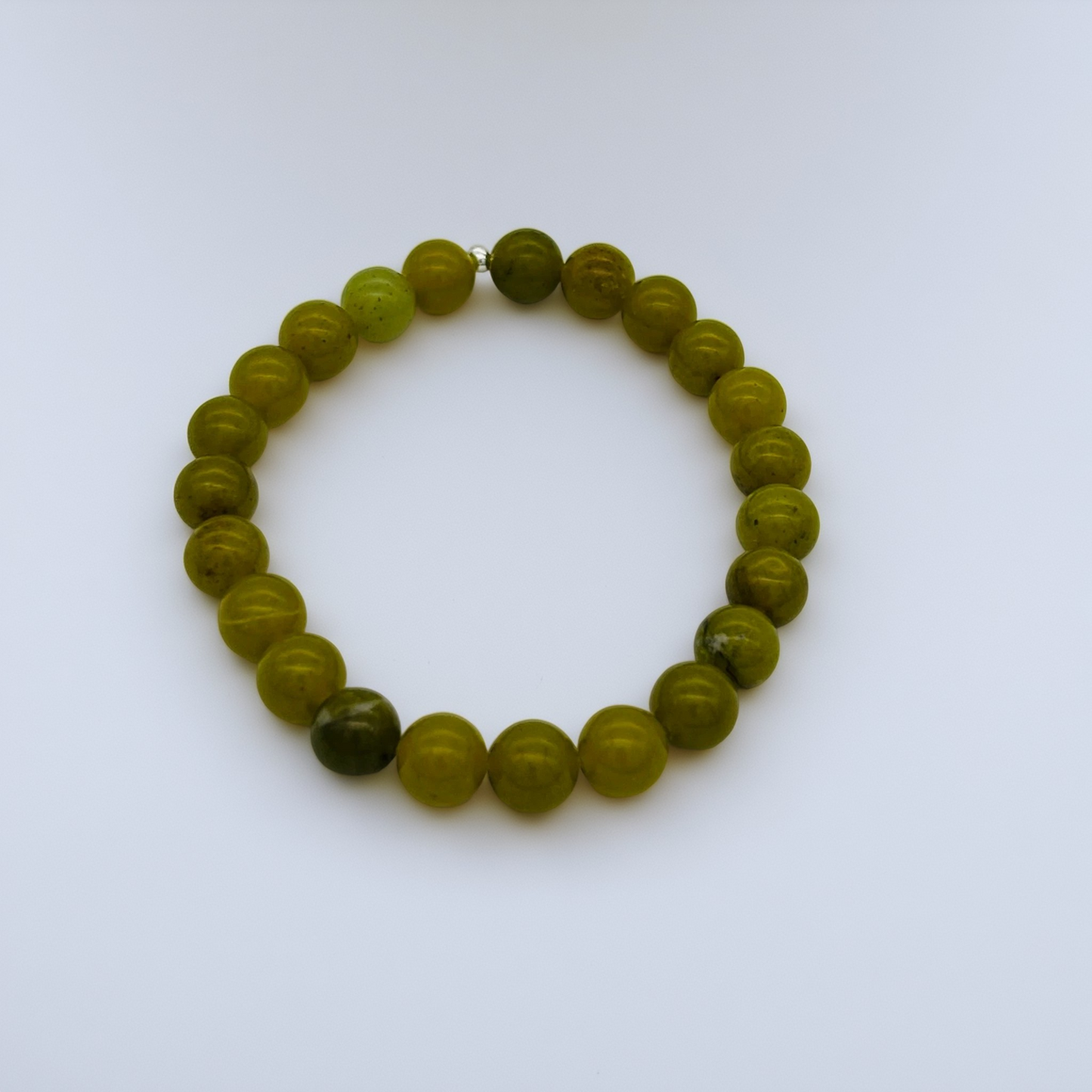 ST1034BL Olive Jade Bracelet 7.5"