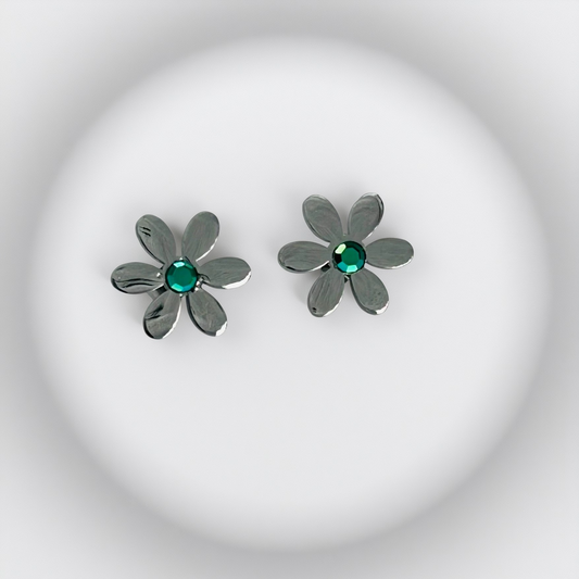 SS1096  Emerald Flower Earrings