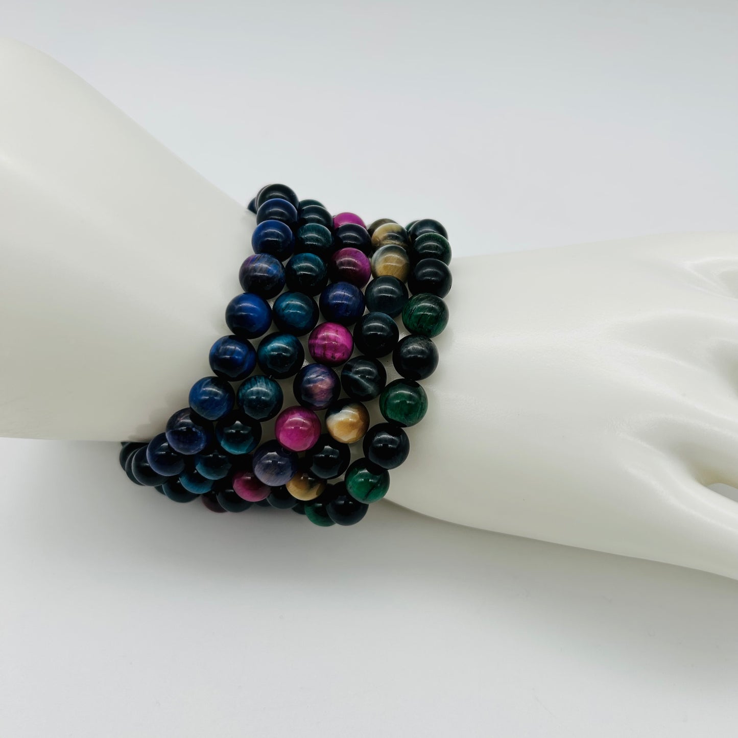 ST1934BL Tiger Eye Bracelet Assorted Colors 8mm. X 7"