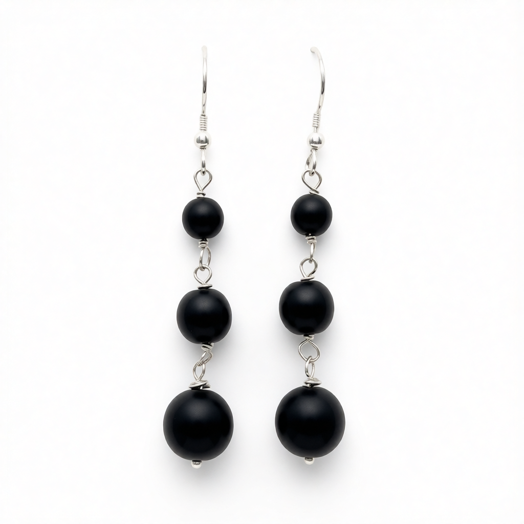 C1488 Black Opaque Earrings