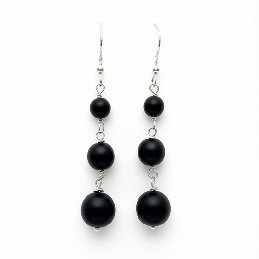C1488 Black Opaque Earrings