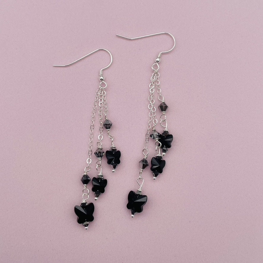 C1333 SW Black Earrings 3"