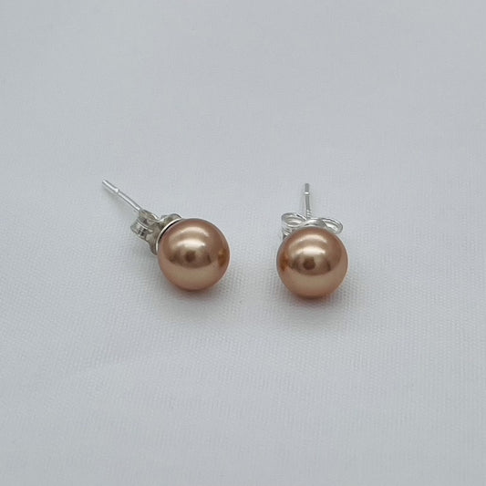 C1031ER Rose Gold Pearls Earrings 6mm.