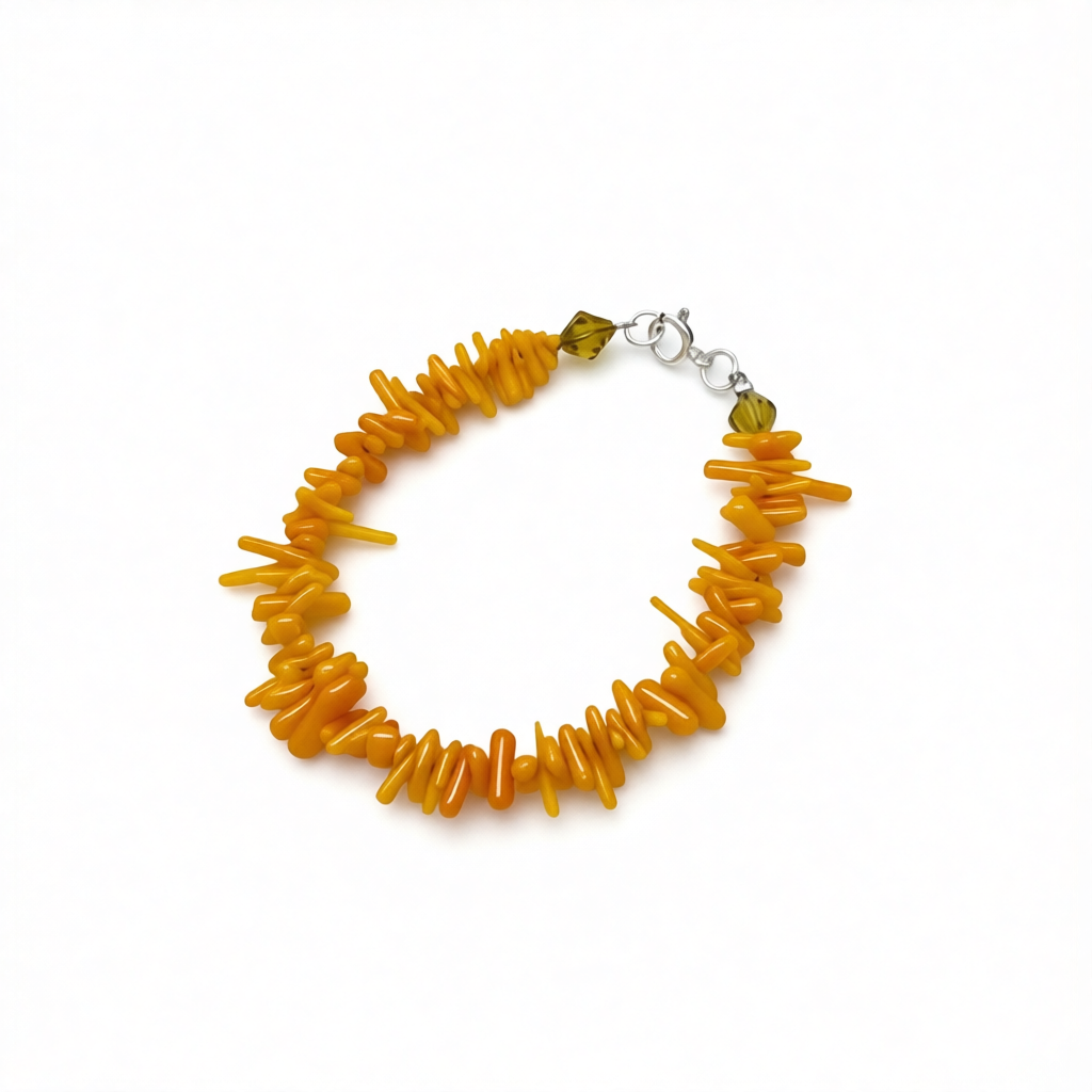 ST1992 Dyed Yellow Coral Bracelet 7"