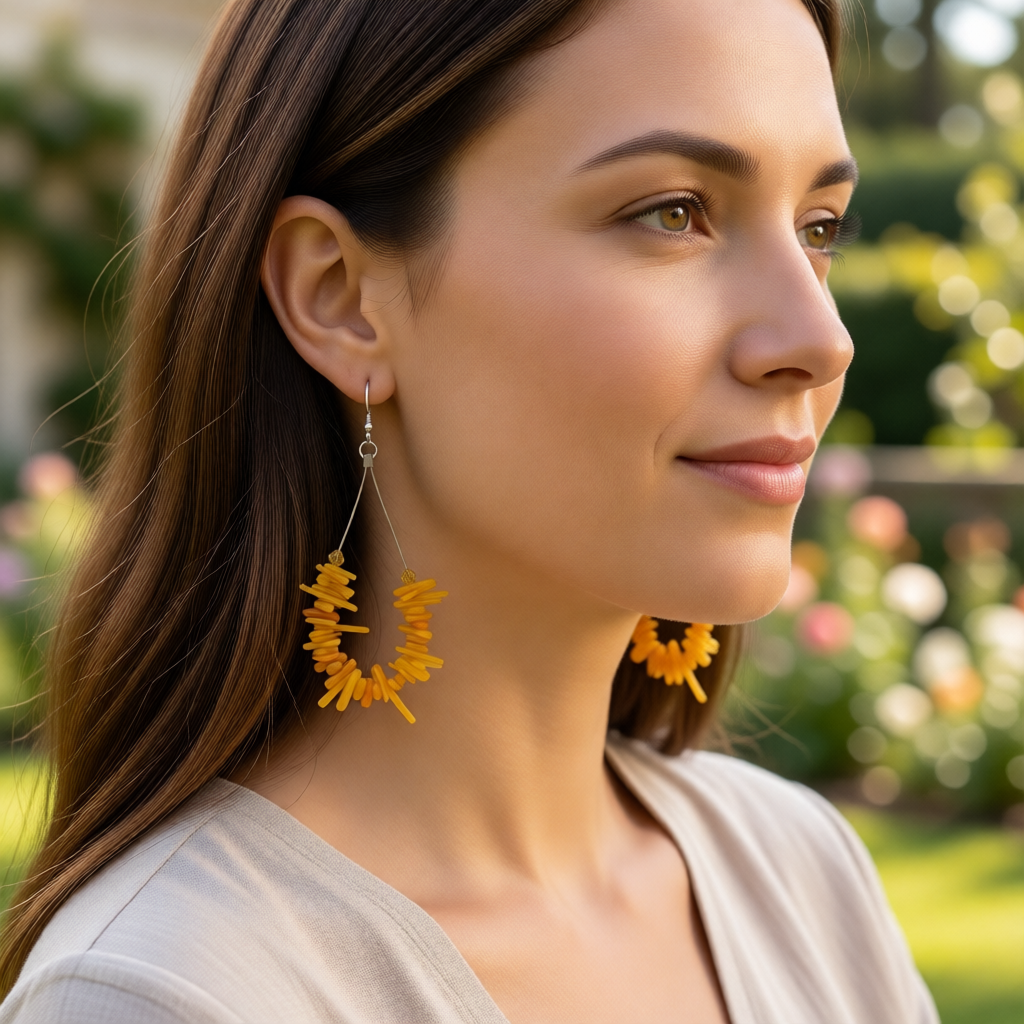ST1992ER Dyed Yellow Bamboo Coral Earrings
