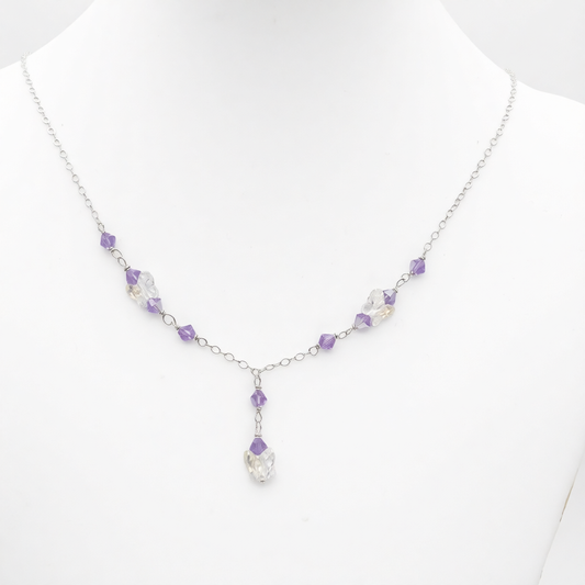 C1328 Lilac Swarovski® Necklace With Butterflies 18"