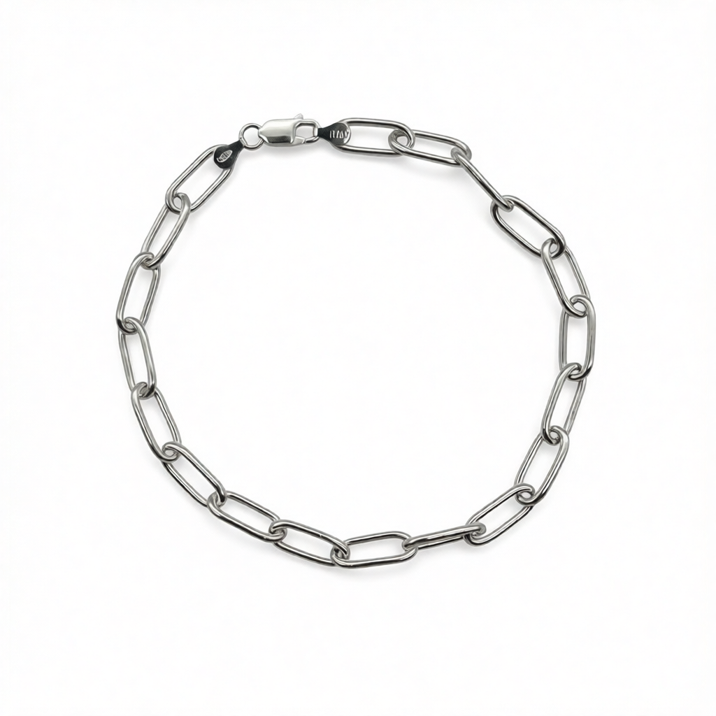 S1966BL Paper Clip Bracelet  5.9mm. 9"