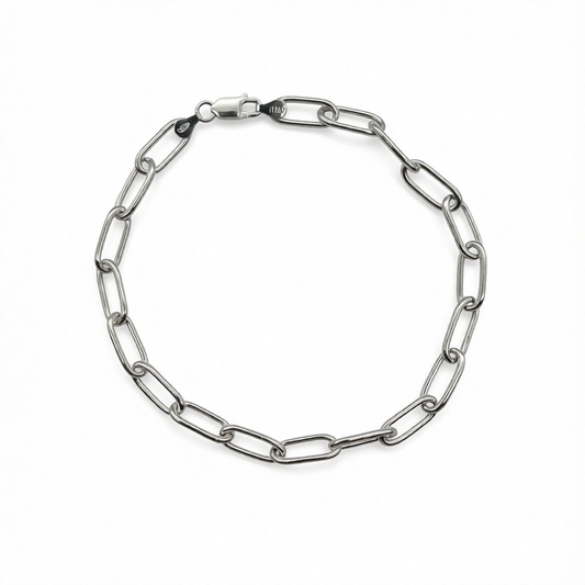 S1966BL Paper Clip Bracelet  5.9mm. 9"