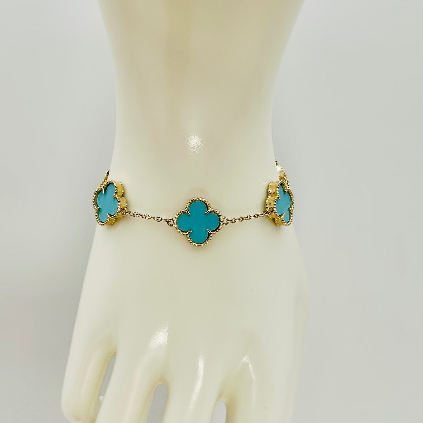 10KG04BL Blue Clover Bracelet 7"